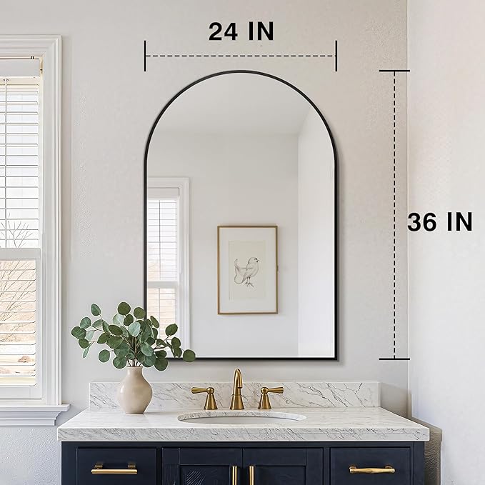 FICTOR Bathroom Mirror for Wall, Arched Vanity Bathroom Mirror for Over Sink - Image 2