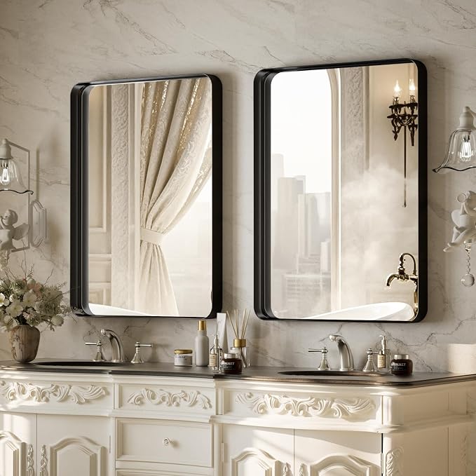 VooBang Bathroom Mirror 24x32 inch, Modern Round Corner Bathroom Vanity Mirror - Image 5