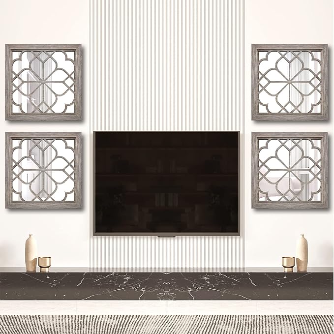 Wocred Set of 4 Mirrors Square Wall Mirror, Gorgeous Rustic Farmhouse Accent - Image 5