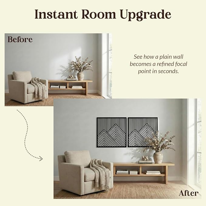 River's Edge Essentials Wood Mountain Wall Decor – Set of 2 Modern Wood Wall Art - Image 5