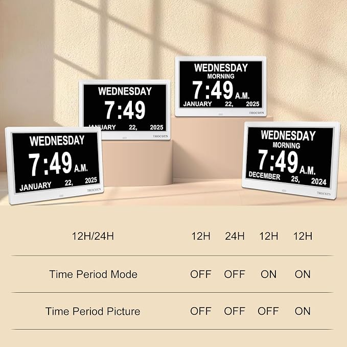 TROCOTN Dementia Clocks, Large Display Calendar Alarm Clock - Image 8