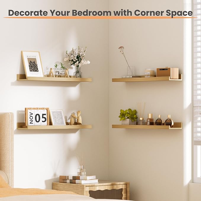 upsimples Floating Shelves for Wall, 23.6 Inch Shelves for Decor Storage Set of - Image 2