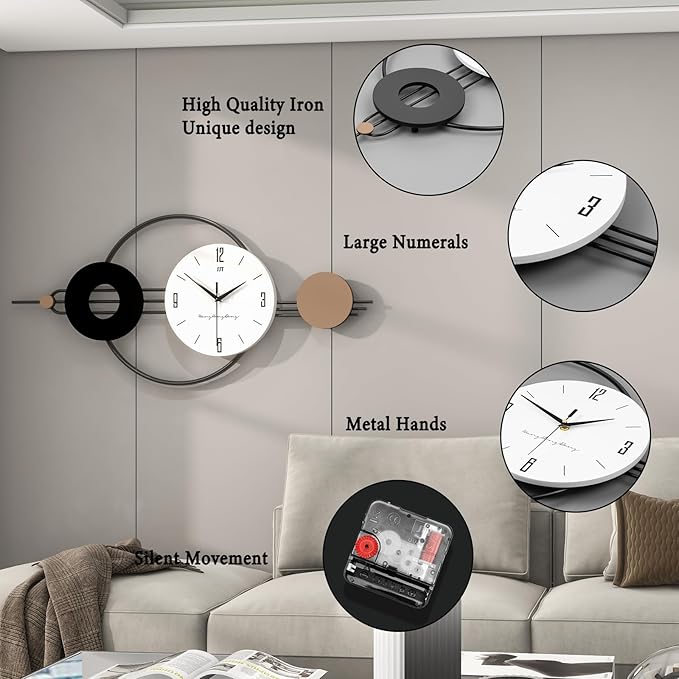 Decorative Wall Clocks for Living Room Decor, Large Modern Metal Wall Clocks - Image 4