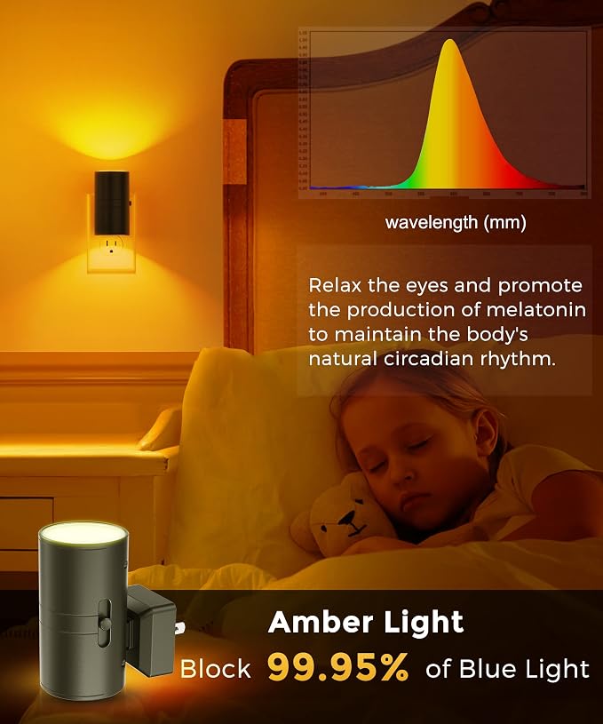 L LOHAS LED Night Light, Amber Nightlight, Dimmable Night Light, Light Sensor - Image 2