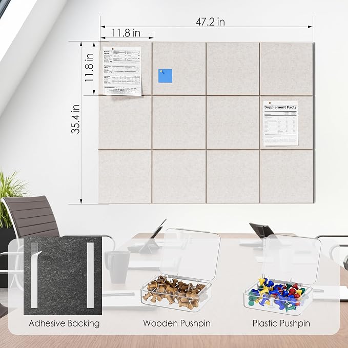 MaxGear Large Cork Board for Wall 48" x 36" Light Tan Bulletin Board, 12 Pack - Image 5