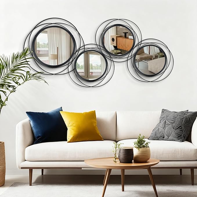 4 Set. Circle Mirrors for Wall Decor for Living Room Bedroom Bathroom Entryway - Image 3