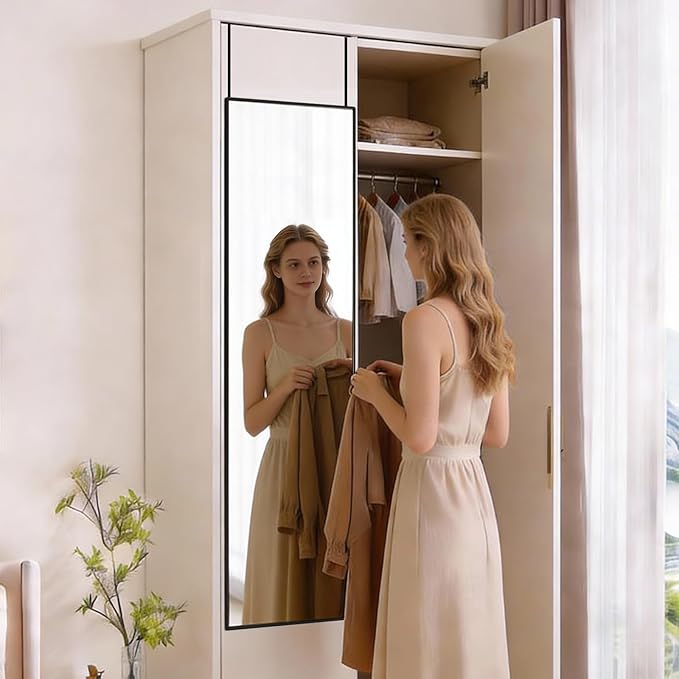 DUMOS 47x14 Full Length Mirror Over the Door, Wall Mounted Full Body Mirror - Image 5