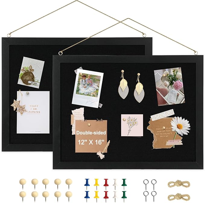 2-Pack Double-sided Black Cork Board by AMUSIGHT
