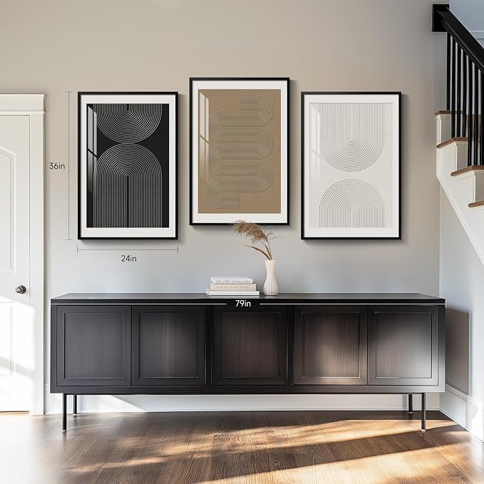 Large Framed Boho Neutral Abstract Wall Art - Image 8