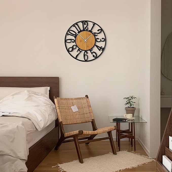 LEIKE Large Wall Clocks, Non Ticking, Battery Operated Rustic Round Modern Big - Image 5