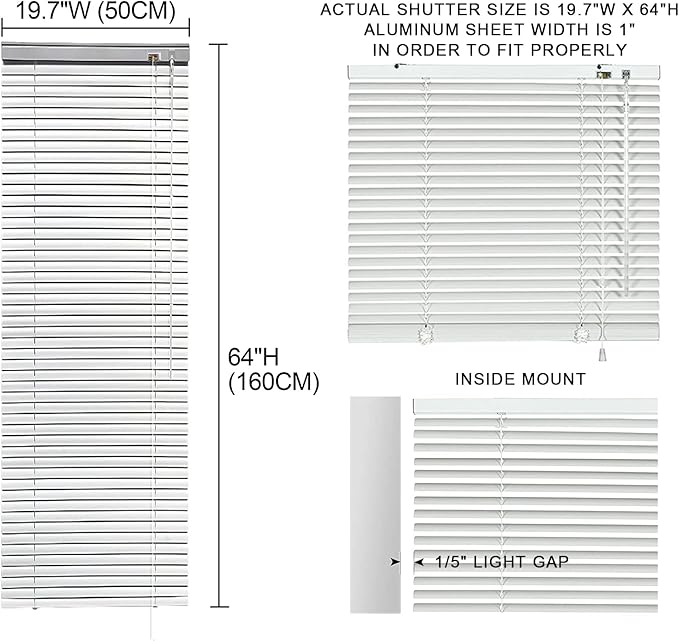 YIIBAII Mini Blinds Suitable for 20" W x 64" H Windows 1" Aluminum Horizontal - Image 6