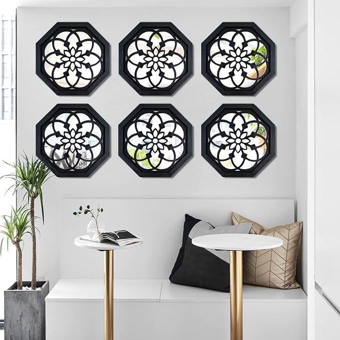 ZOLAPI 2-Piece Octagon Wall-Mounted Mirrors, Vintage Farmhouse Mirror - Image 6