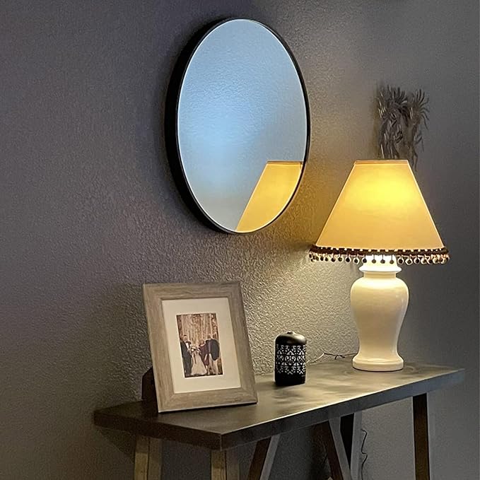 Oruii Small Round Mirror 16 inch, Small Black Circle Mirror Metal Frame - Image 4
