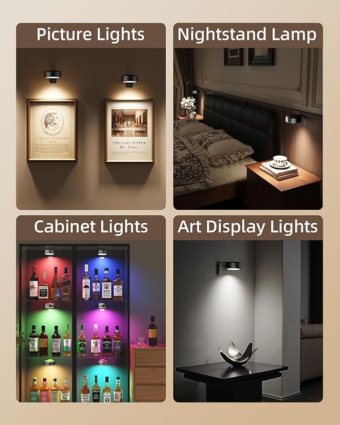 EZVALO Picture Lights for Wall, Rechargeable Battery Magnetic Poster Lights - Image 3