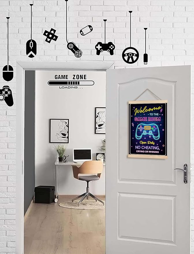 Foritho Neon Welcome to the Game Room Sign Poster Wall Art Framed, Cool Gaming - Image 3