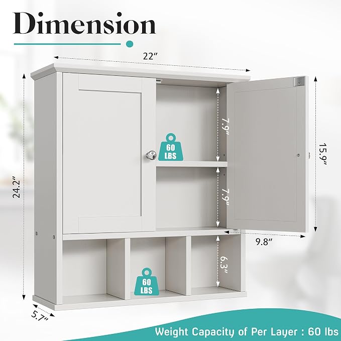 Bathroom Wall Cabinet, Bathroom Cabinet Wall Mount - Image 3