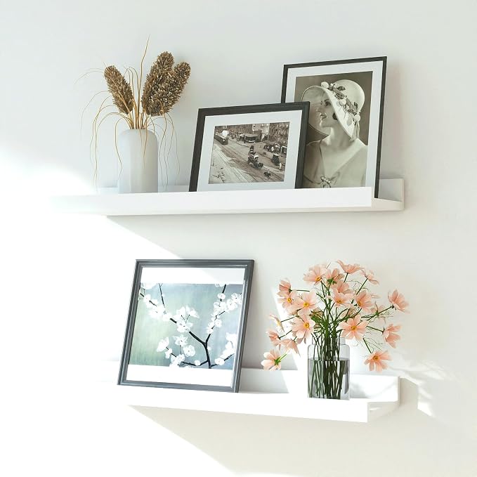 White Floating Shelves for Wall Decor, Wall Mounted Wood Storage Shelf for by Unknown