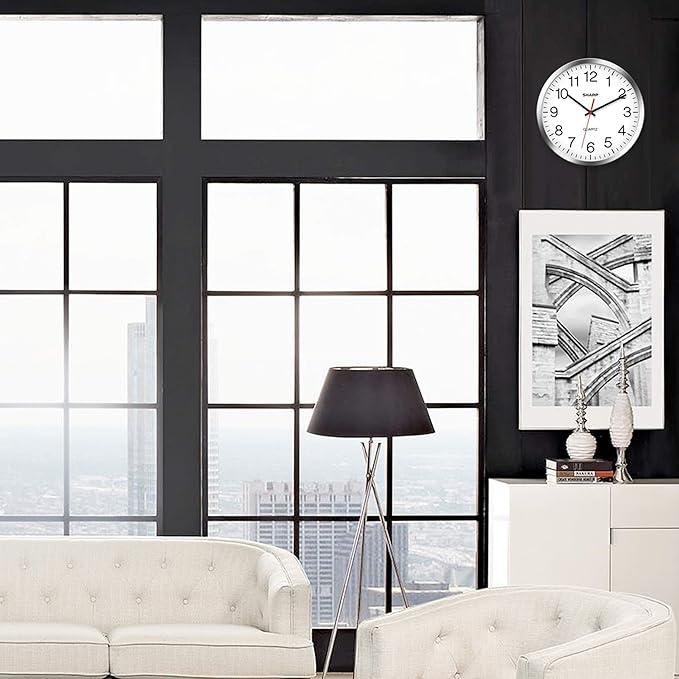 Sharp Wall Clock – Silver/Chrome, Silent Non Ticking 10 Inch Quality Quartz - Image 6