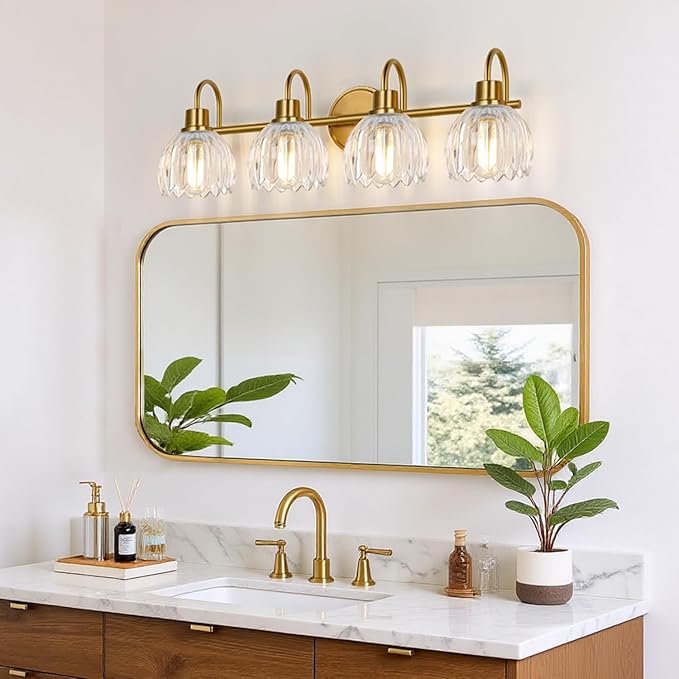 4-Light Bathroom Light Fixtures, Vintage Bathroom Vanity Lighting Fixtures Over - Image 7