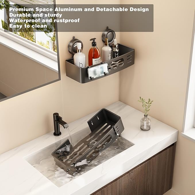 Voldra Shower Caddy Suction Cup, Shower Shelves - Image 4