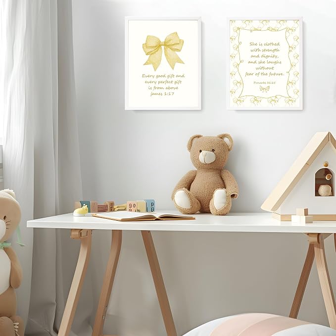 LARTSFRO Coquette Yellow Bow Jesus Wall Art Decor Posters, Butter Yellow Bow - Image 7