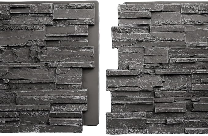 EverStone Cascade Faux Stone Panel, 48 5/8"W x 24 3/4"H x 1 1/4"D, Graphite - Image 8