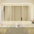 32x55 Inch Gold Framed LED Bathroom Mirror by Unknown