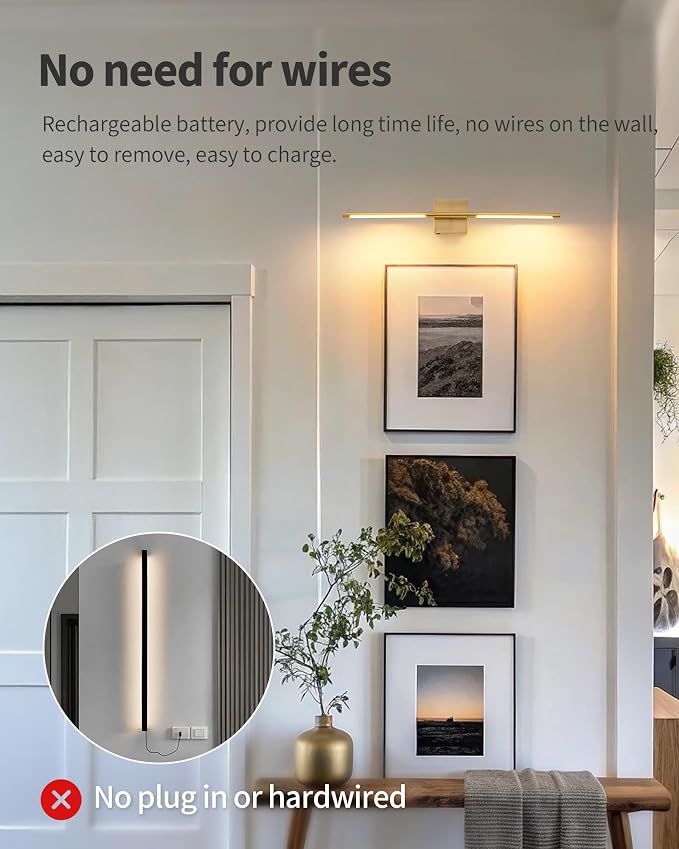 KDG Cordless Wall Sconces Set of 2, Wireless 5200mAh Rechargeable Battery - Image 3