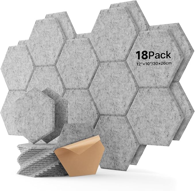 Soundsbay Acoustic Panels, 18 Pack Hexagon Soundproof Wall Panels High Density by Soundsbay