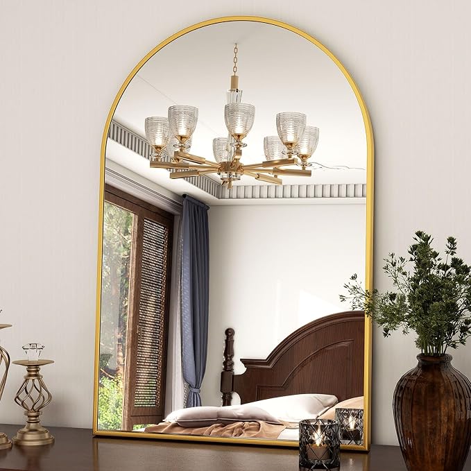 XRAMFY 24"x36" Gold Arched Bathroom Mirror - Image 7