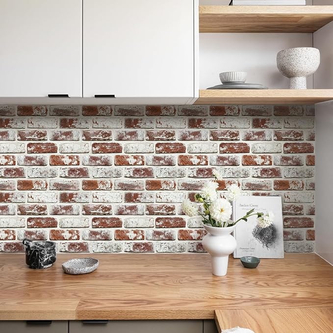 COMSTICKC 3D Faux Brick Wall Panels Peel and Stick, Small Size Self Adhesive - Image 2