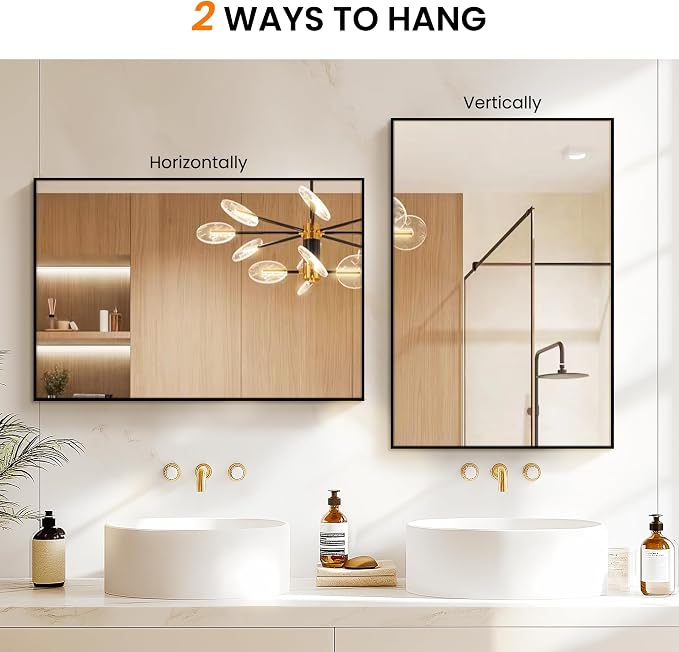 TRAHOME Bathroom Vanity Mirror for Wall, HD Shatterproof Glass, Hangs - Image 7