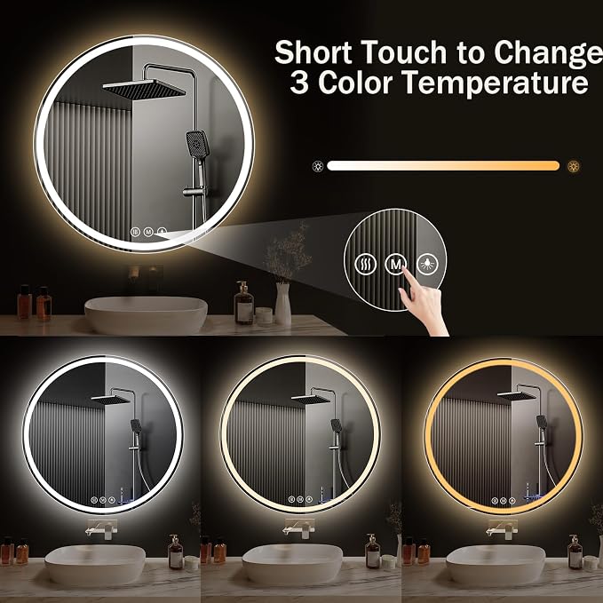 LED Bathroom Mirror 22 Inch Round Bathroom Mirror - Image 3