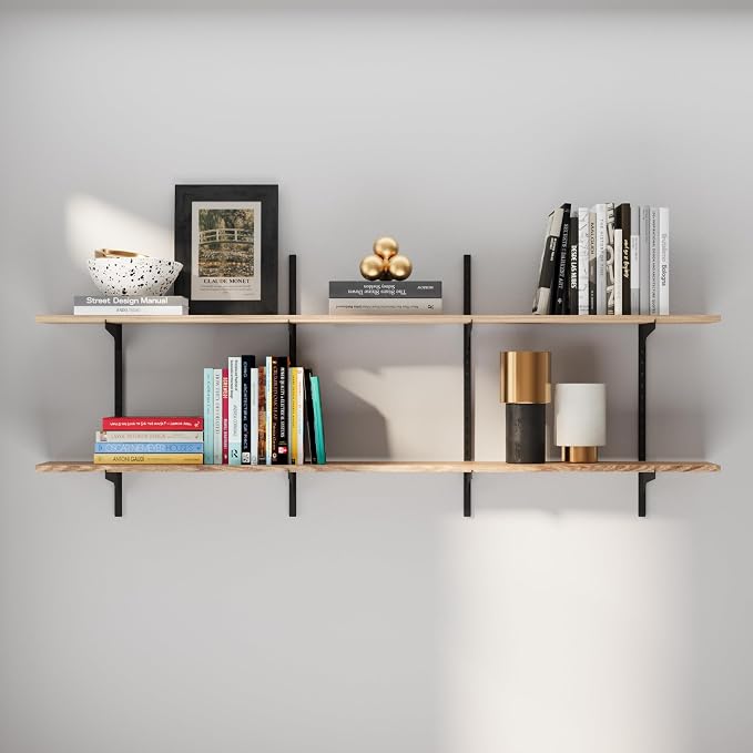 Wallniture Turin 60 Inch Long Adjustable Wall Shelf, Hanging Shelves - Image 2