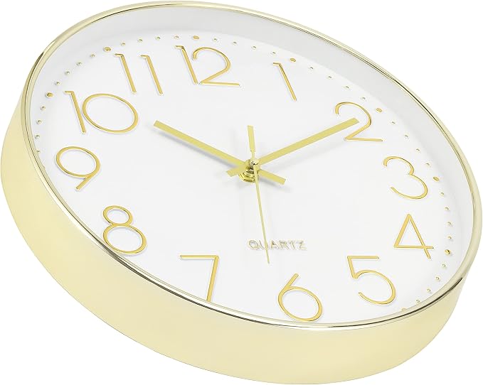 Foxtop Gold Wall Clock 12 Inch Silent Non-Ticking Battery Operated Round Modern - Image 5