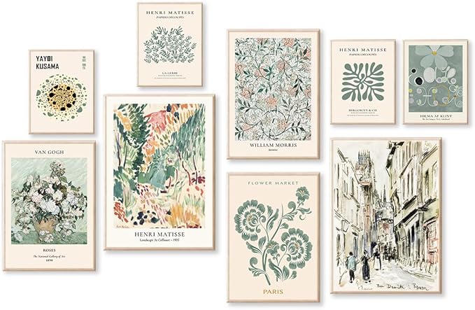 KBKBART 9 PCS Sage Green Wall Art by KBKBART