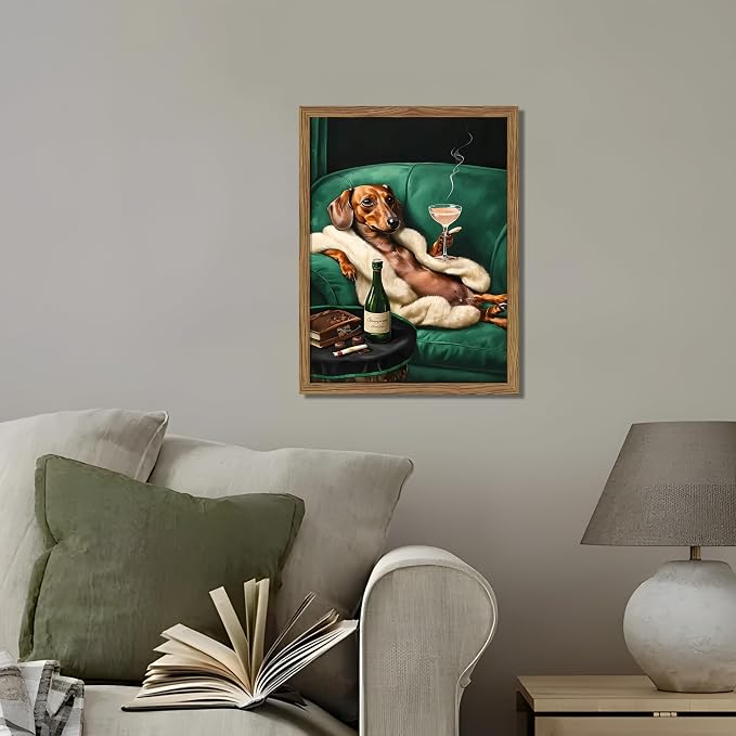 Framed Funny Dachshund Wall Art, Playful Dog Canvas Print - Image 6