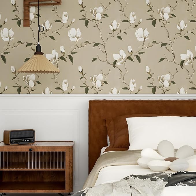 Laatse Magnolia Wallpaper Peel and Stick Vintage Floral Contact Paper 17.5" X - Image 6