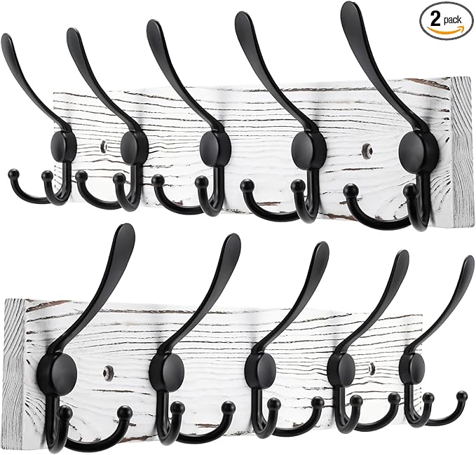 Kuhome 2pcs Coat Rack Wall Mount Wooden Hat Rack by Kuhome