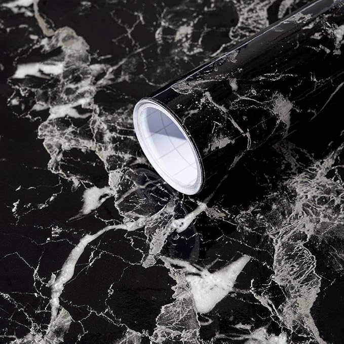 Arthome Black Marble Contact Paper, Peel and Stick Black Paper, Self Adhesive by ArthomeWALLDECOR
