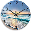 Blue Beach Wall Clock for Bedroom Glass Wall Clocks Battery Operated 12 Inch by Constantplanet%E6%97%97%E8%88%B0%E5%BA%97