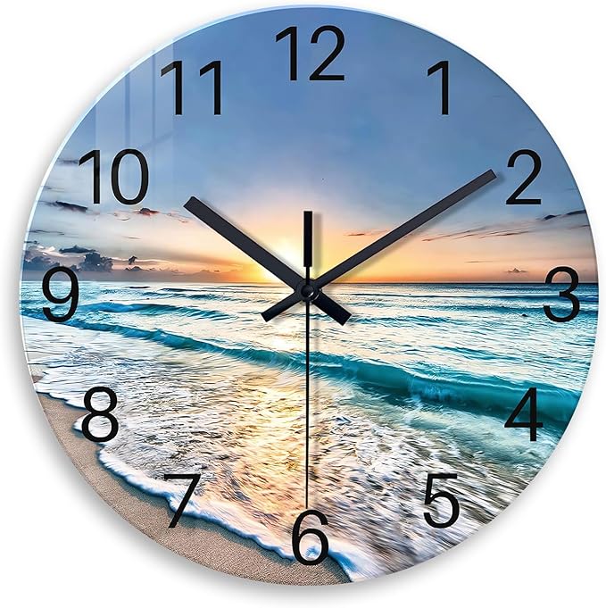 Coastal Glass Battery Wall Clock 24 Inch Blue Extra Large Clocks by Constantplanet%E6%97%97%E8%88%B0%E5%BA%97