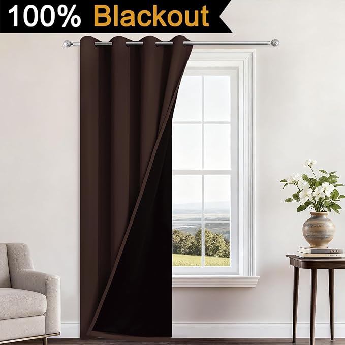 Yakamok 100% Blackout Curtains 96 Inches Long, 2 Thick Layers Heat and Full - Image 2