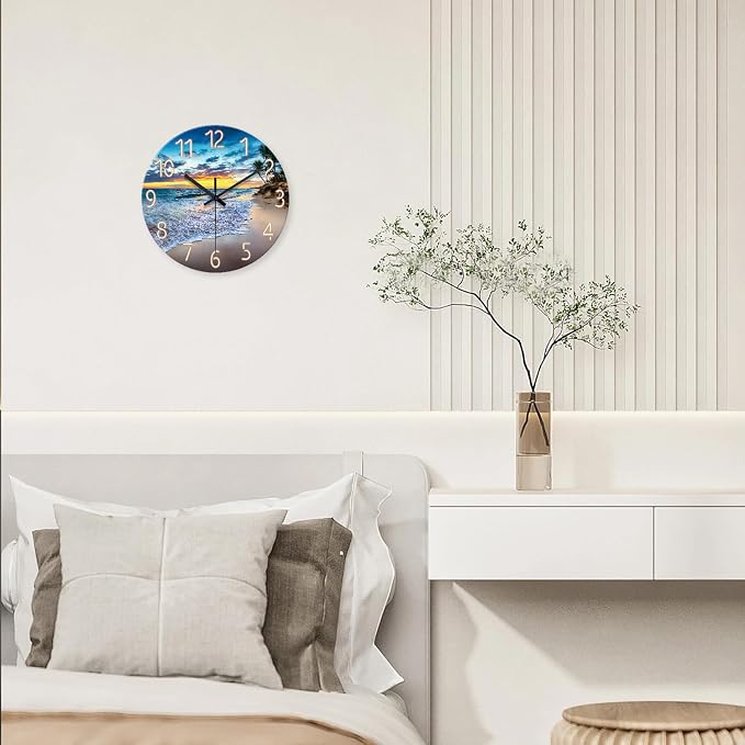 Glass Beach Wall Clocks Battery Operated 16 Inches or Larger Analog Wall Clock - Image 3