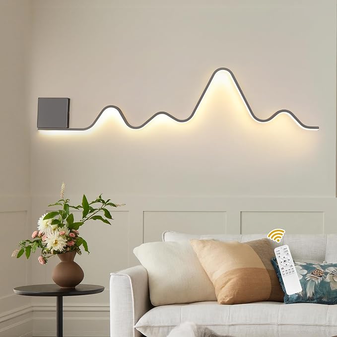 Qcyuui Modern Wall Sconce with Remote Control 43.3inch Dimmable LED Wall Lights by Qcyuui