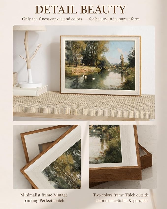 VIYYIEA Framed Wall Art for Living Room, Peaceful River Landscape Canvas Prints - Image 6