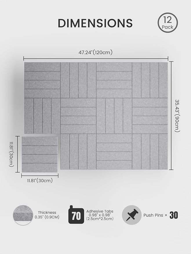 Bumusty Large Cork Board Alternative-48 x 36" Felt Bulletin Board Tiles - Image 2