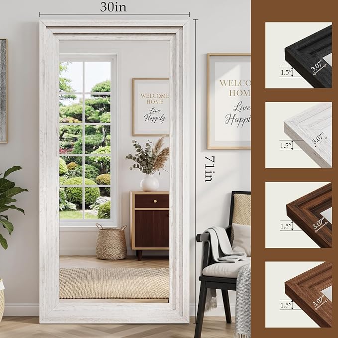 Full Length Mirror 71"x30", Large Solid Wood Frame Floor Mirror, Leaning Floor - Image 2