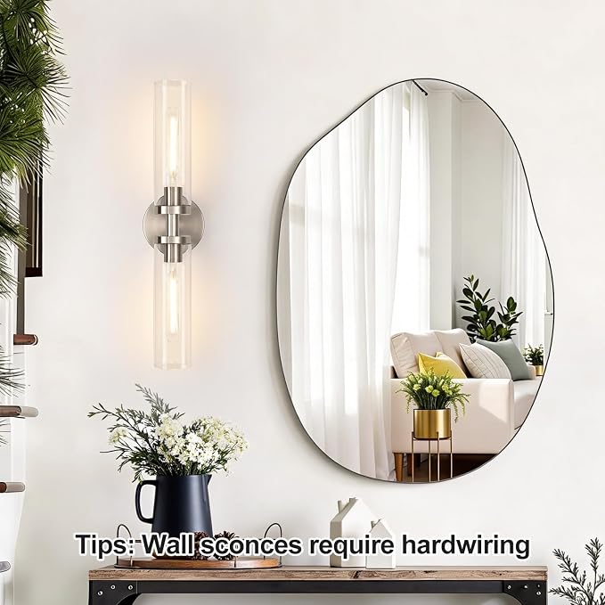 Indoi Brushed Nickel Wall Sconces, Hardwired Bathroom Sconces Vanity Light - Image 5