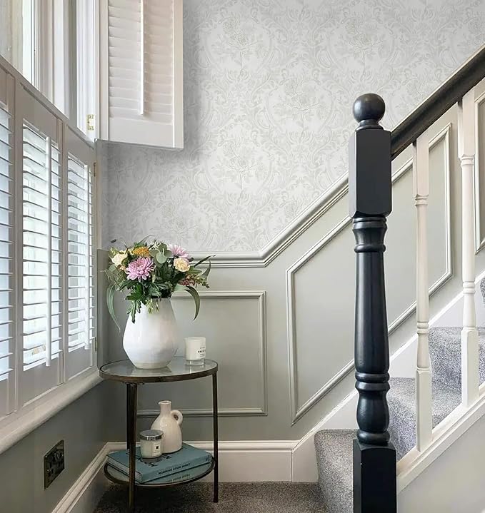 Ismoon Peel and Stick Wallpaper Vintage Floral Contact Paper Boho White and - Image 8